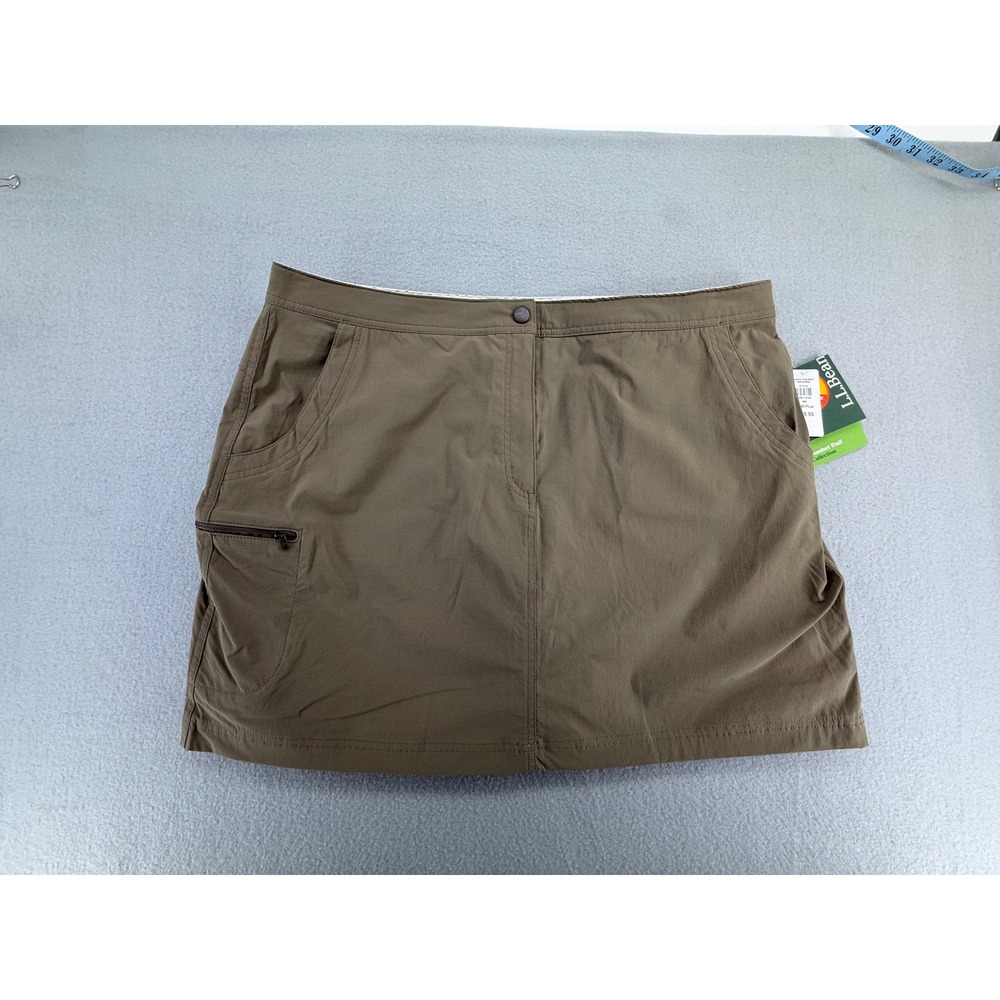 NWT LL Bean Comfort Trail Skort 18W Brown Nylon Spandex Hiking Active Skort